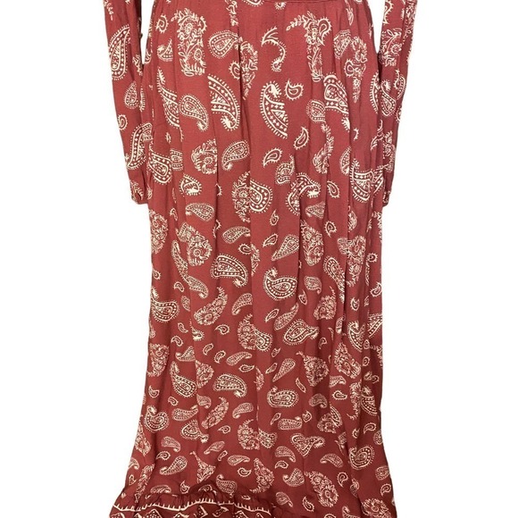 Majorelle Womens Paisley A Line Maxi Dress V Neck Long Sleeve Pink Size Small - Picture 8 of 11